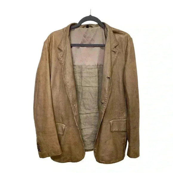 Giorgio Armani Men's 100% Soft Lambskin Leather Jacket Made In Italy Sz 48 - Picture 10 of 16